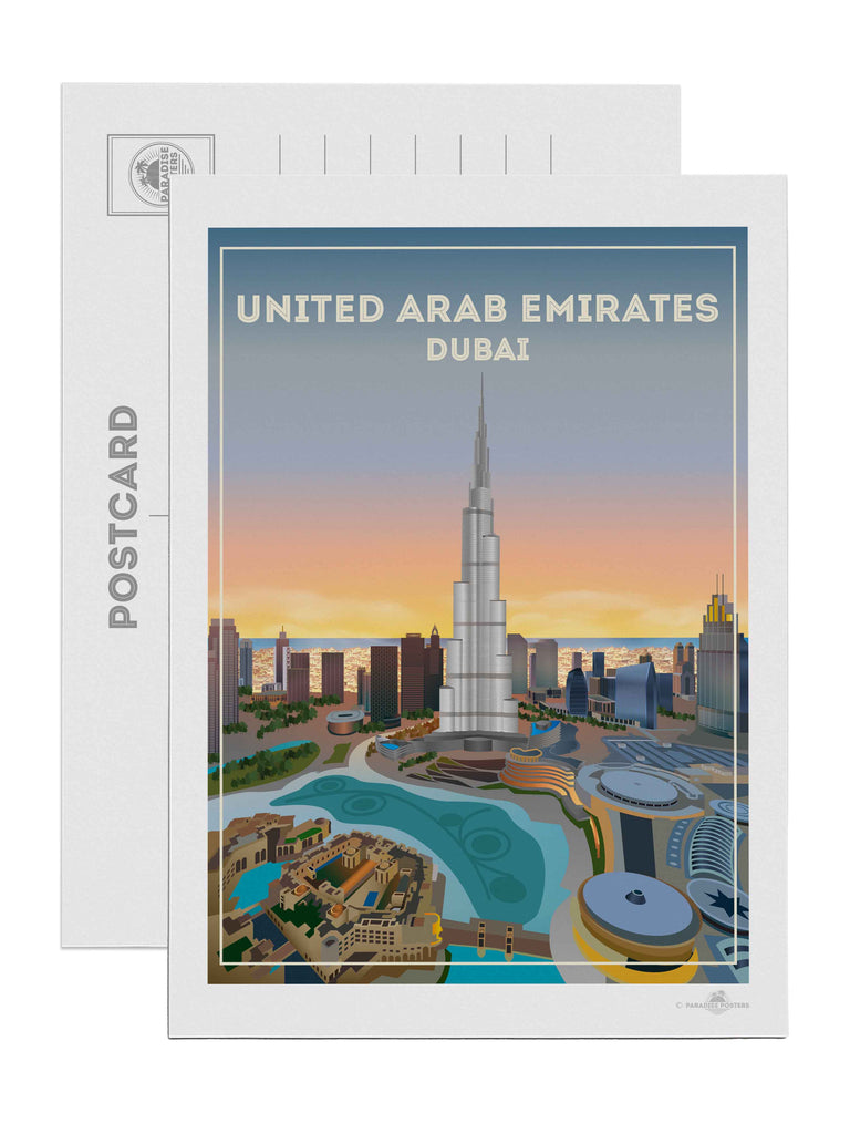 United Arab Emirates Travel Poster Print Postcard (A5 148 x 210mm) Dubai United Arab Emirates