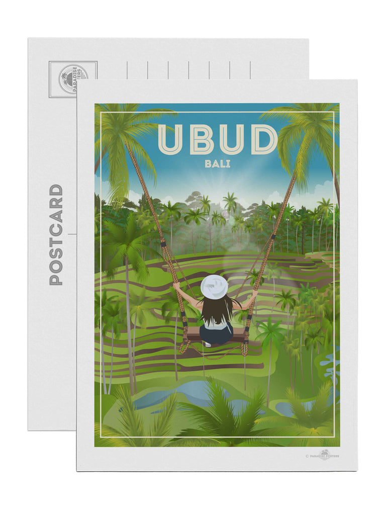 Ubud Bali Travel Poster Print Postcard (A5 148 x 210mm) Bali Ubud