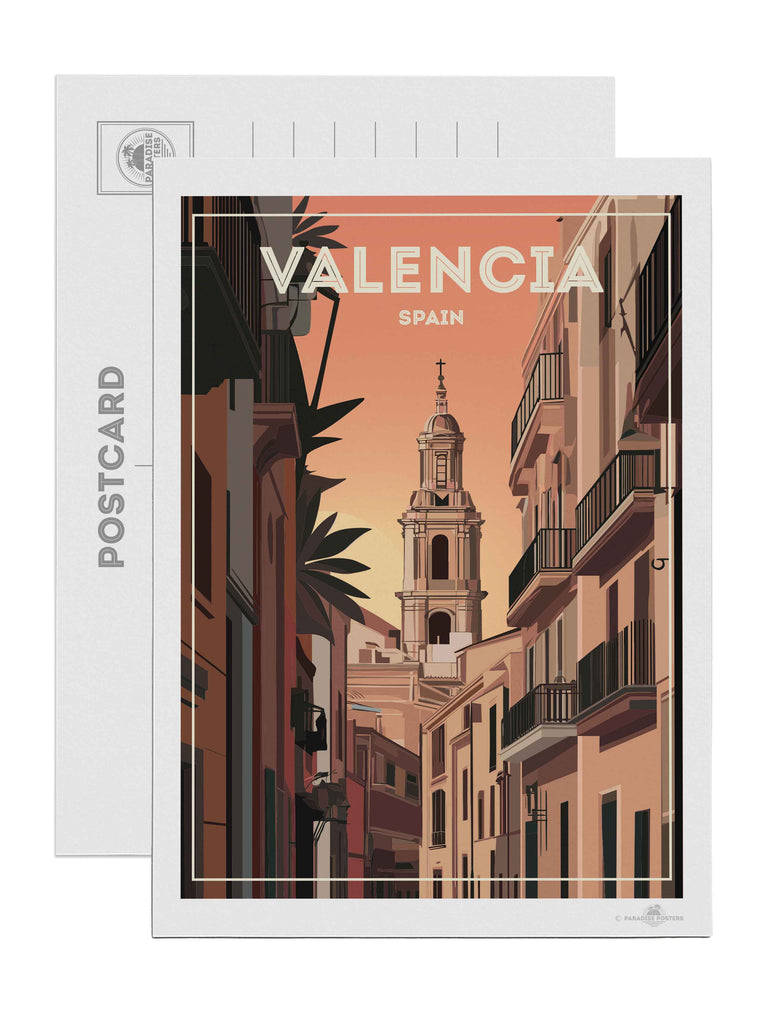 Valencia Spain Travel Poster Print Postcard (A5 148 x 210mm) Spain