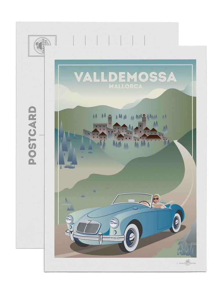 Valldemossa Mallorca Travel Poster Print Postcard (A5 148 x 210mm)