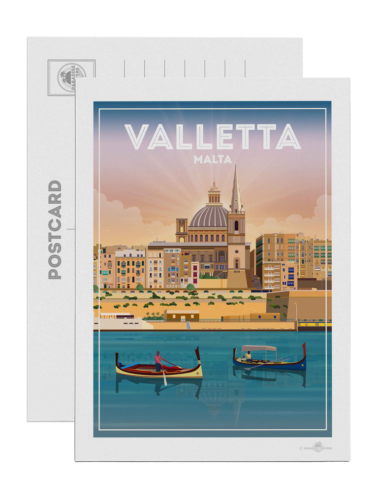 Valletta Malta Travel Poster Print Postcard (A5 148 x 210mm) Malta Valletta