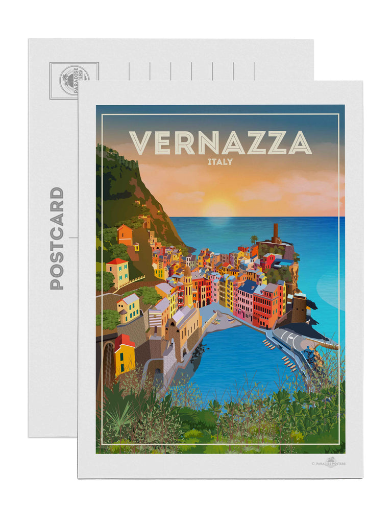 Vernazza Italy Travel Poster Print Postcard (A5 148 x 210mm) Europe Italy Vernazza