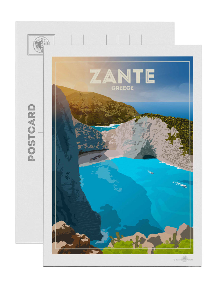 Zante Greece Travel Poster Print Postcard (A5 148 x 210mm) Greece Zante