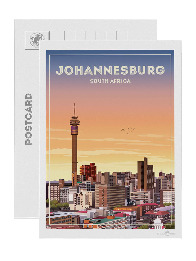 Johannesburg South Africa Travel Poster Print Postcard (A5 148 x 210mm) architecture bedroom wall art birthday gift bougainvillea cityscape wall art coastal contemporary art flowers framed hillside houses housewarming gift johannesburg poster living room art mediterranean modern illustration mojacar mountains new office decor pink premium art print rooftops scenic sky South Africa south africa print sunlight sunset skyline art town travel poster travel wall art urban decor village white world cities poster