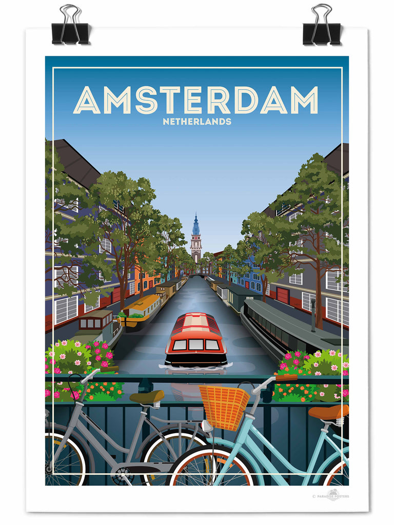 Amsterdam Netherlands Travel Poster Print hello