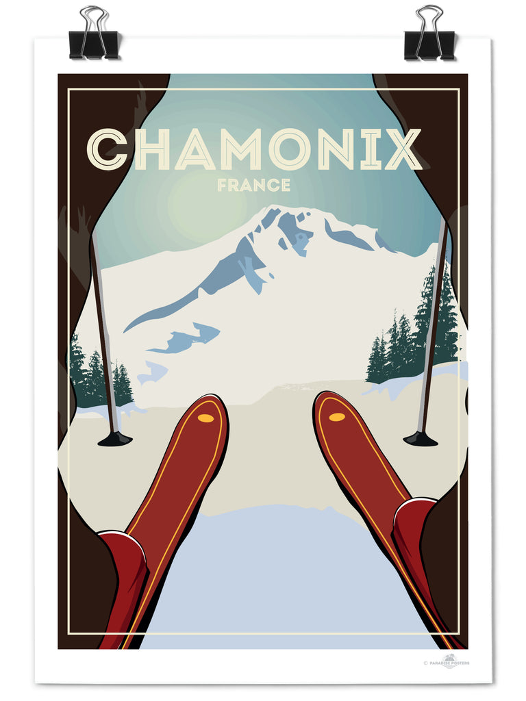 Chamonix France Travel Poster Print Europe France retro ski