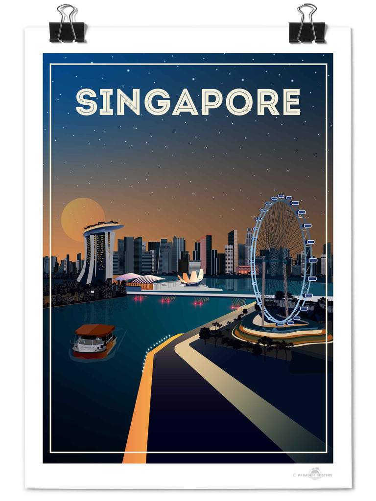 Singapore Travel Poster Print Asia Retro Singapore