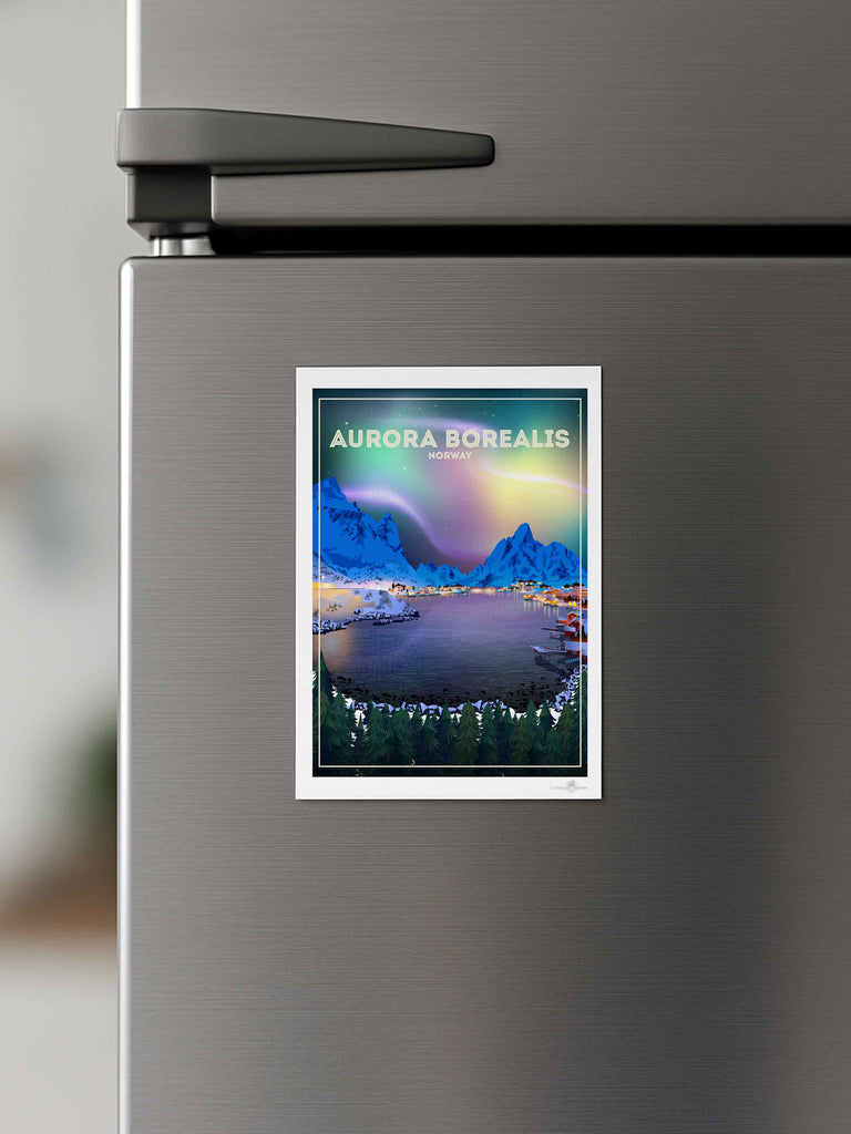 Aurora Borealis Norway Travel Poster Print Aurora Borealis Europe northern lights Norway