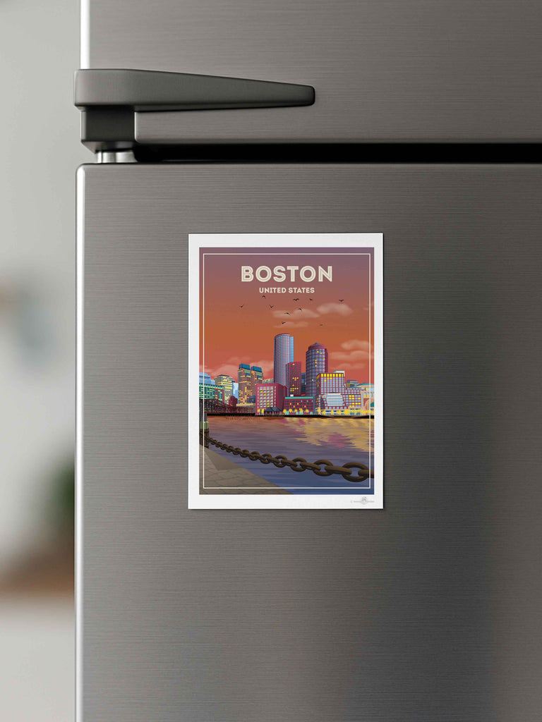 Boston United States Travel Poster Print americana wall boston art handmade print historic boston north america spt-tagged travel decor United States vintage poster
