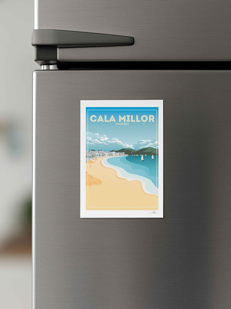 Cala Millor Bay Mallorca Travel Poster Print Fridge Magnet (A7 74 x 105mm) Cala Millor Majorca Spain