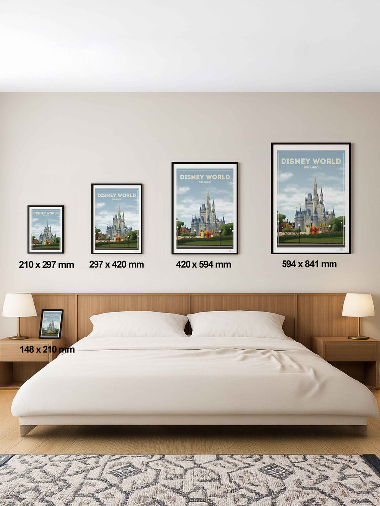 Disney World Orlando Travel Poster Print architecture bedroom-wall-art birthday-present bougainvillea british-brand castle-art classic-design coastal disney-world-poster fairytale-art family-room-decor flowers framed gift-for-travelers hillside houses housewarming-gift mediterranean mojacar mountains muted-colours new nostalgic-poster office-wall-art orlando-art pink premium-print rooftops scenic sky sunlight theme-park-art town travel-memories travel-poster vacation-poster village wedding-gift white