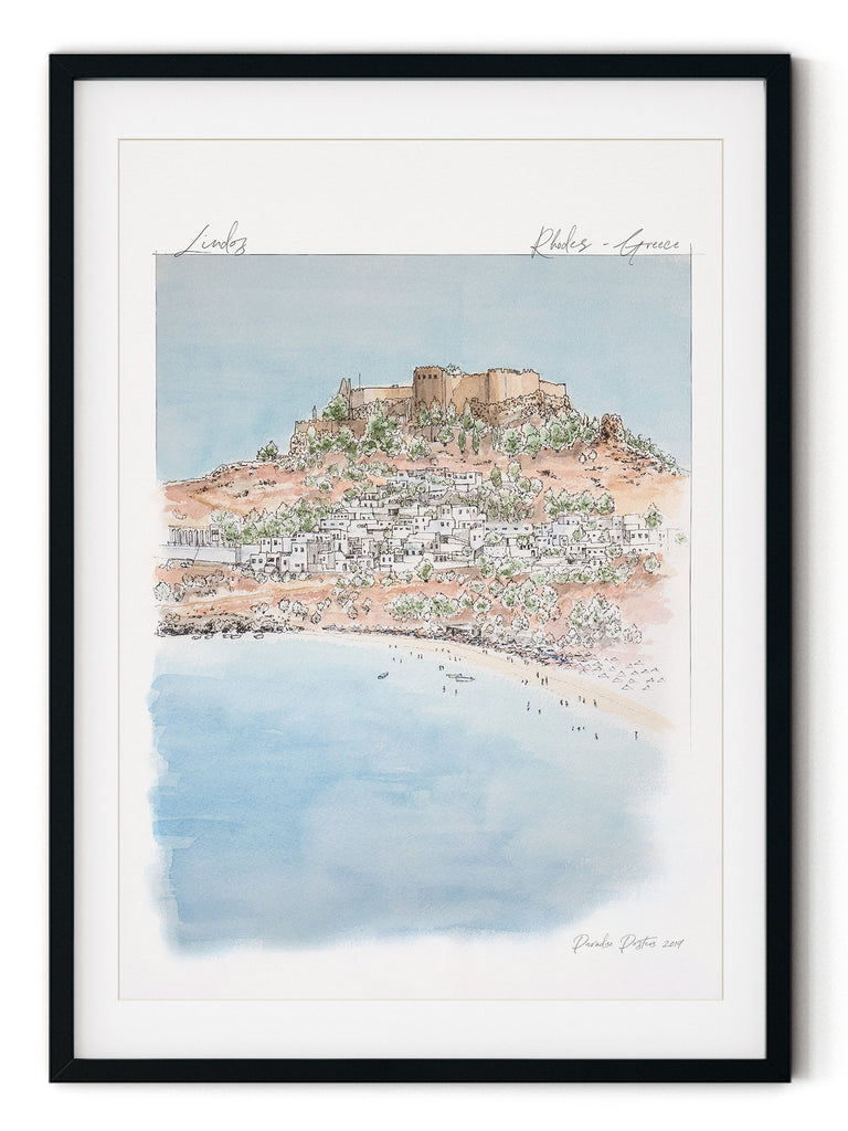 Lindos Rhodes Greece poster print - Paradise Posters